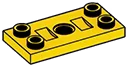 Plate 2 x 4 with studs at end and hole at center in Yellow, Lemon