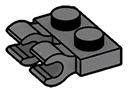 Plate Modified 1 x 2 with Dual Horizontal Clips on One Side in Gray, Dark (Flake)