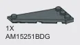 Wing 3 x 8 back-swept with rounded leading edge, left in Gray, Dark (Flake)