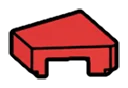 Tile 1 x 1 without corner, right in Red, Cardinal