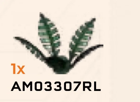 Foliage: fern, small with 5 fronds in Green, Rich