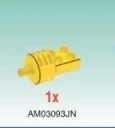 Connector Brick 2 x 2 two-thirds height, axle pin on horizontal cylinder in Yellow