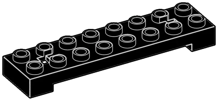 Brick 2 x 8 two-thirds-height with notch for die-cast plate in Black