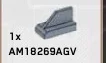 Tile Modified 1 x 2 with 1H tail in Gray, Light (Metallic)