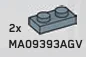 Plate 1 x 2 in Gray, Light (Metallic)