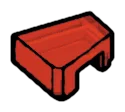 Tile 1 x 1 without corner, left in Red (Translucent)