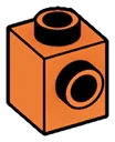 Brick Modified 1 x 1 w/ Stud on 1 Side & Open Top & Back in Orange, Bright