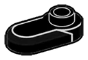 Plate 1 x 2 with rounded corners, one stud offset, in Black