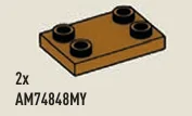 Plate 2 x 3 with four studs at corners in Brown, Milk Chocolate