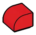 Brick 1 x 1 two-thirds-height with half-curved top in Red, Flame