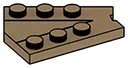 Wedge plate 3 x 4 with 3 studs along either side in Brown, Teak