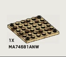 Plate 6 x 6 with holes through corner studs, new in Sand, Dark (Camo)