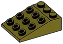 Slope brick 25 3 x 4 with 9 studs on slope in Green, Rich