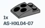 Slope 2 x 3 Round Curve with 1 x 2 Plate on end w/ Printed 3 Black Dot Missile Siloes in Gray, Dark (Flake)