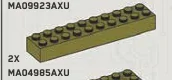 Brick 2 x 10 in Green, Olive Drab (Infinite Green) (Metallic)