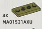 Plate, Modified 2 x 4 with 4 studs in Green, Olive Drab (Infinite Green) (Metallic)