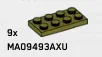 Plate 2 x 4 in Green, Olive Drab (Infinite Green) (Metallic)