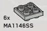 Plate Modified 2 x 2 connector: male:male