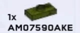 Plate 1 x 2 with one stud, center in Green, Pine (Camo)