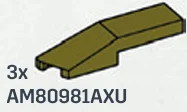 Slope tile 1 x 4 with tapered leading edge, left in Green, Light Olive Drab (Metallic)