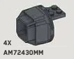 Engine Component: Exhaust nozzle 4 x 2 x 4 on 2 x 2 plate in Gray, Dark (Metallic)