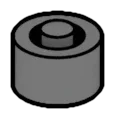 Brick 1 x 1, 2 plates tall with bar connector in Gray, Dark (Flake)