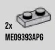 Plate 1 x 2 in Gray, Steel