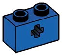 Connector Brick 1 x 2 with cruciform axle hole in Blue