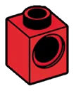 Connector Brick 1 x 1 with Axle Pin Hole in Red, Flame