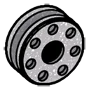 Wheel, Small: pulley in Gray, Steel