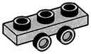 Plate 1 x 3 with two studs on side, descending in Gray, Steel