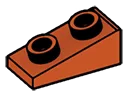 Slope Brick 25 1 x 2 with studs on slope in Red, Brick