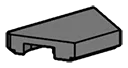 Tile 1 x 2 missing left corner in Gray, Dark (Flake)