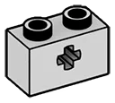 Connector Brick 1 x 2 with cruciform axle hole in Gray, Dull