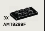Plate Modified 2 x 4 with 6 studs in Black