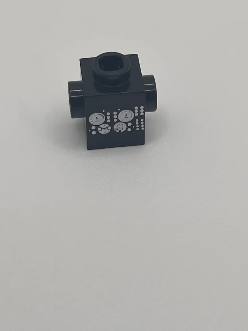 Brick 1 x 1 Studs on Two sides w/ Printed Cobra Logo & Control Console Detail in Black