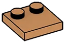 Plate Modified 2 x 2 with two studs offset in Brown, Light Nougat
