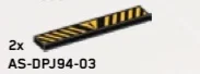 Tile 1 x 6 w/ Printed Caution Sign and stripes in Black