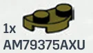 Plate 1 x 2 half-round in Green, Light Olive Drab (Metallic)