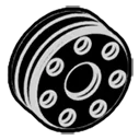 Wheel, Small: pulley in Black