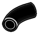 Connector: pipe, small 3 studs long, curved in Black