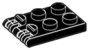 Hinge plate 2 x 3 with 4 teeth in Black