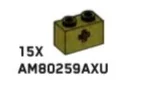 Connector Brick 1 x 2 with cruciform axle hole in Green, Olive Drab (Infinite Green) (Metallic)