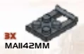 Hinge plate 2 x 3 with offset Bar Handle, base in Metal, Iron (Metallic)