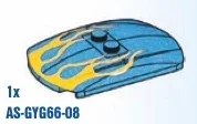 Wedge, Roof with two center studs w/ Printed Flames