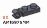 Plate 1 x 2 with horizontal clip in Gray, Dark (Metallic)