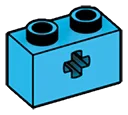 Connector Brick 1 x 2 with cruciform axle hole in Blue, Rich Sky