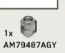 Brick 1 x 1 round, male:male connector with hole in side in Clear, Smoky (Translucent)