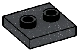 Plate 2 x 2 with two studs, center in Metal, Iron (Metallic)
