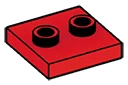 Plate 2 x 2 with two studs, center in Red, Flame
